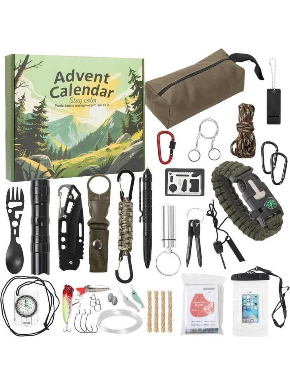 Survival Kit Advent Calendar, New & Sealed Survival Tools For Outdoor Adventures
